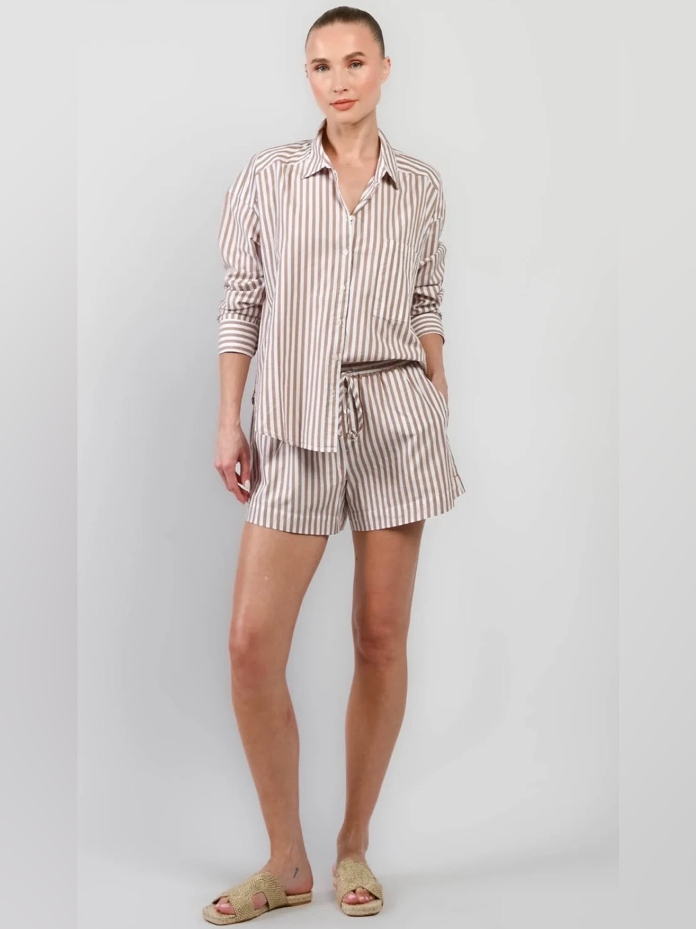 Xirena Shirt  + Shorts - Pink striped